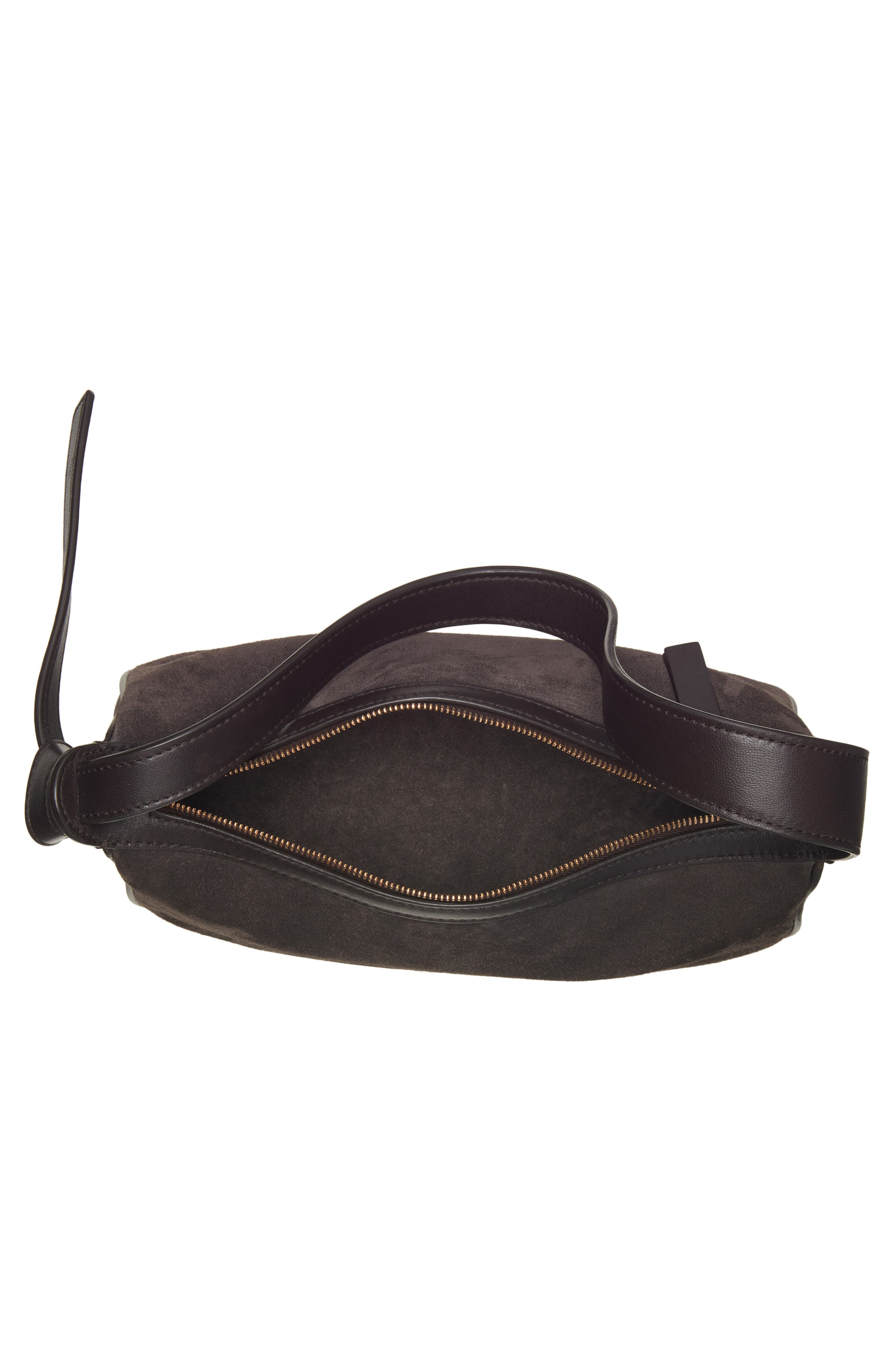 Bottega Veneta Mini Nodo Intrecciato Leather & Suede Shoulder Bag, Alternate, color, 2028 Espresso-Gold