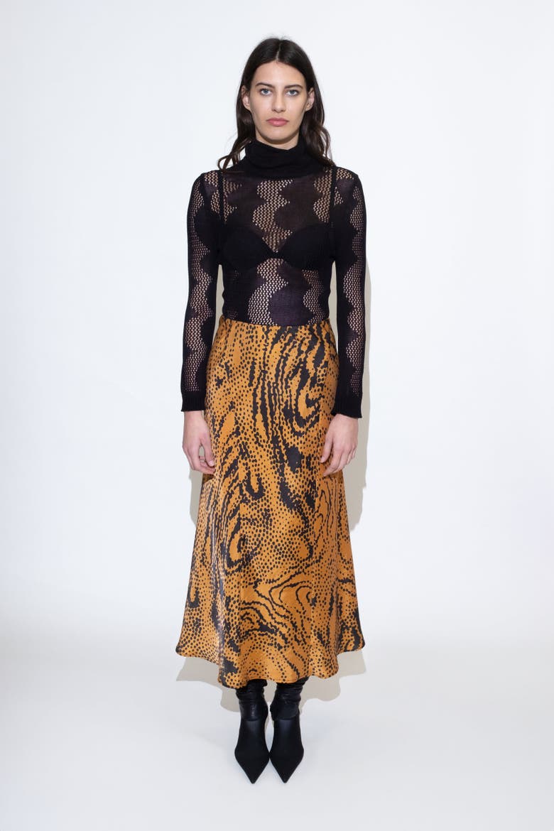 Pimona Abstract Knit Cotton Turtleneck, Alternate, color, Black