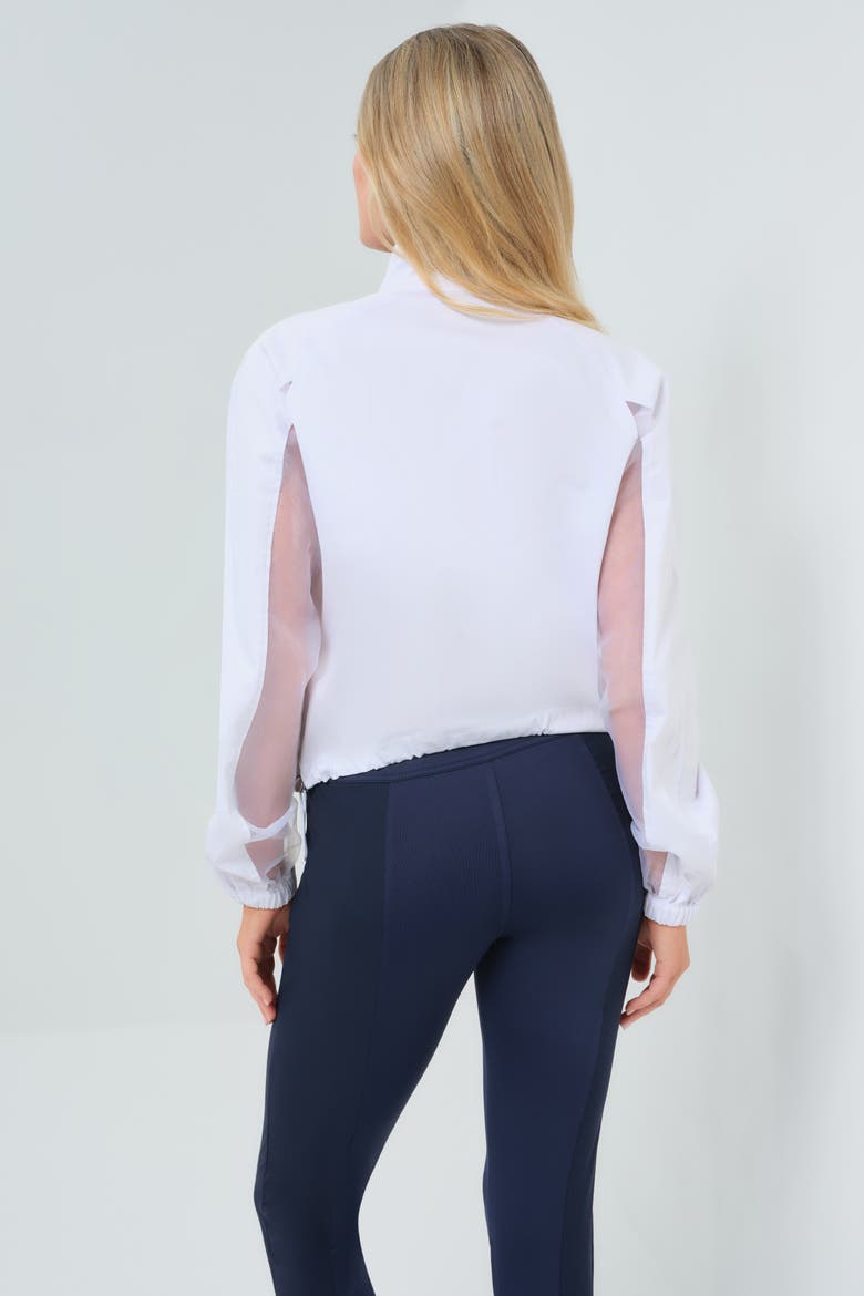 Crystal Stretch Poplin & Organza Jacket, Alternate, color, White