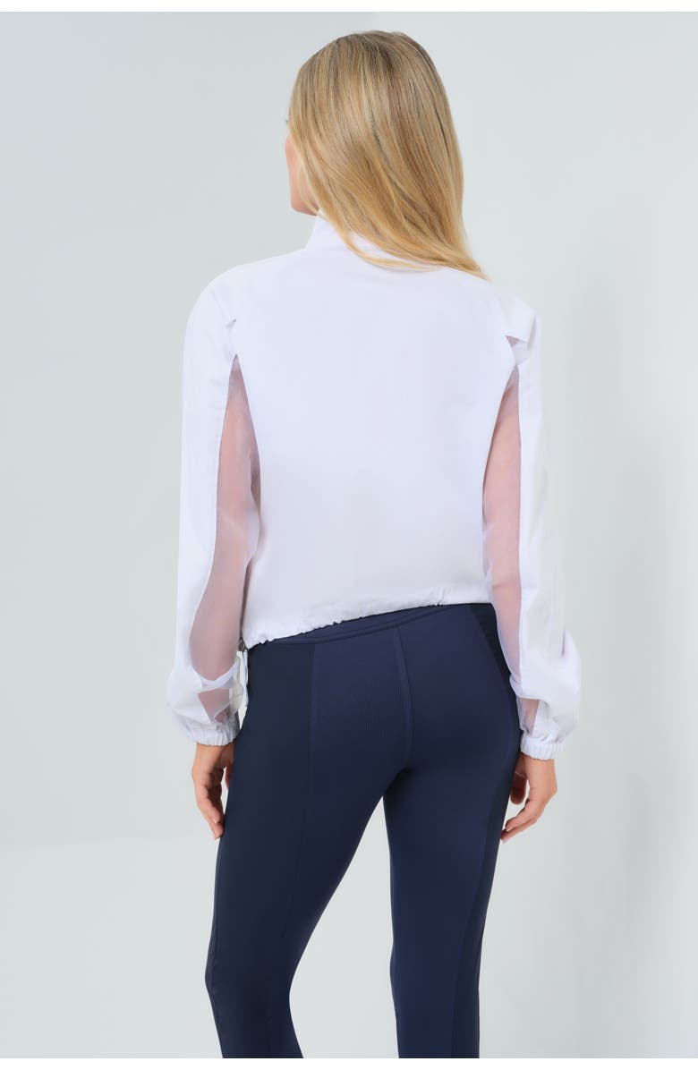 Anatomie Crystal Stretch Poplin & Organza Jacket, Alternate, color, White