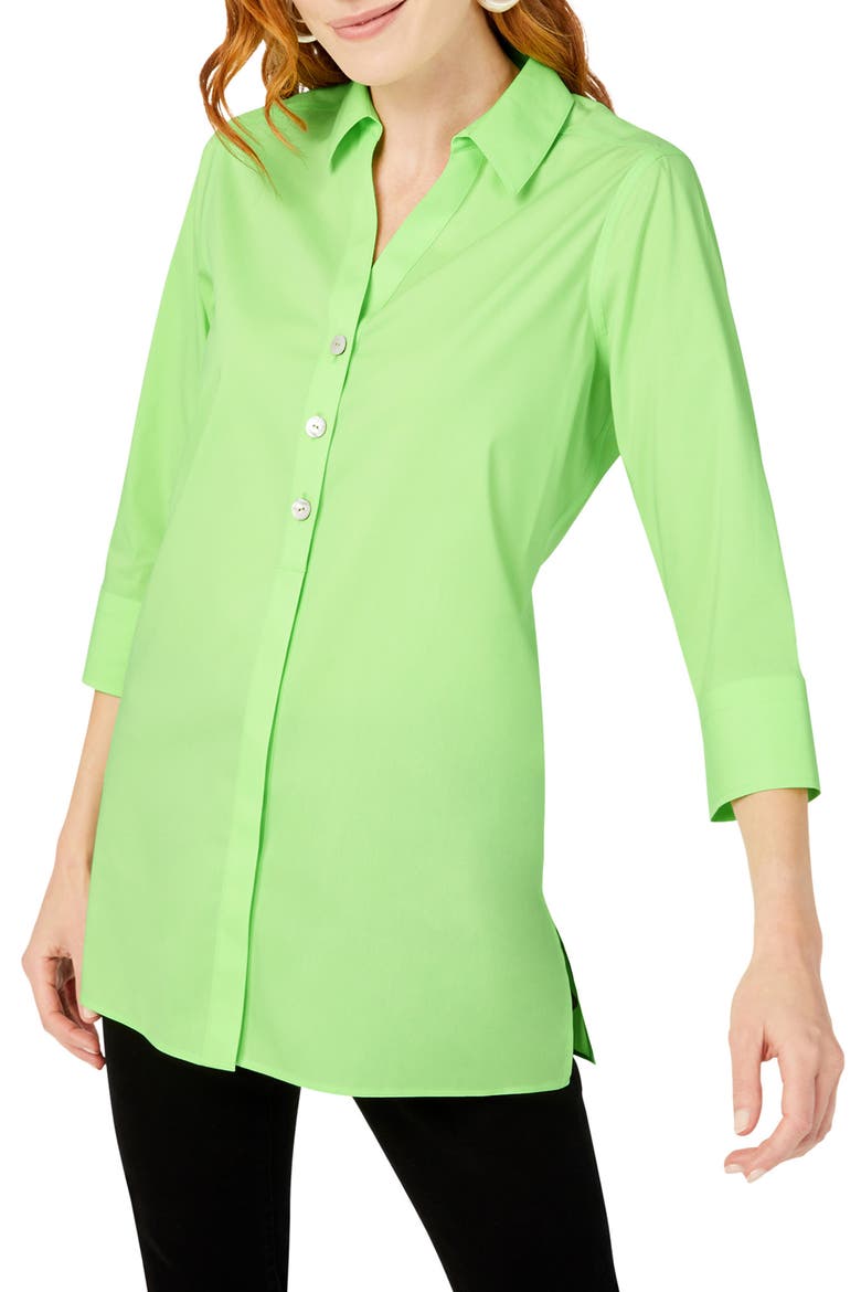 Pamela Stretch Button-Up Tunic, Main, color, SWEET KIWI