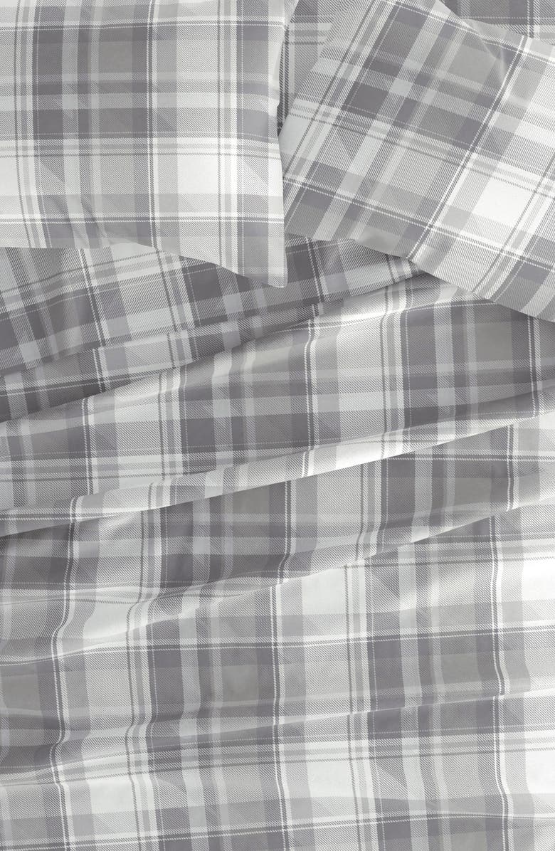 HOMESPUN HOME SPUN Premium Ultra Soft Plaid 4-Piece Flannel Bed Sheet Set, Alternate, color, Light Gray