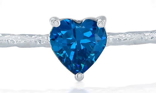 Simona Birthstone Cubic Zirconia Heart Open Cuff Bracelet In Blue