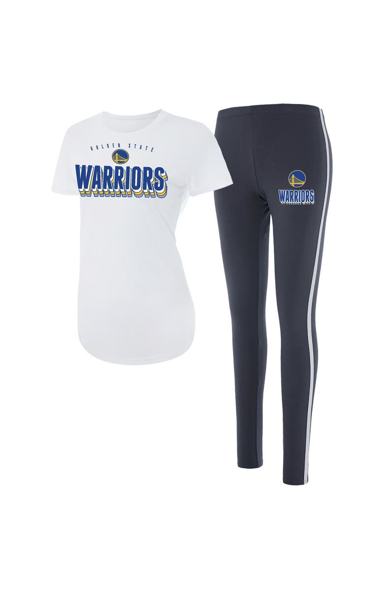 CONCEPTS SPORT Women's Concepts Sport White/Charcoal Golden State Warriors Sonata T-Shirt & Leggings Sleep Set, Main, color, 