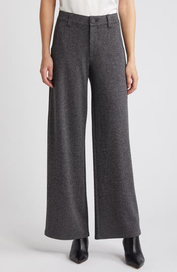 Wit & Wisdom Whitney 'ab'solution Skyrise Flat Front Wide Leg Pants In Black/white