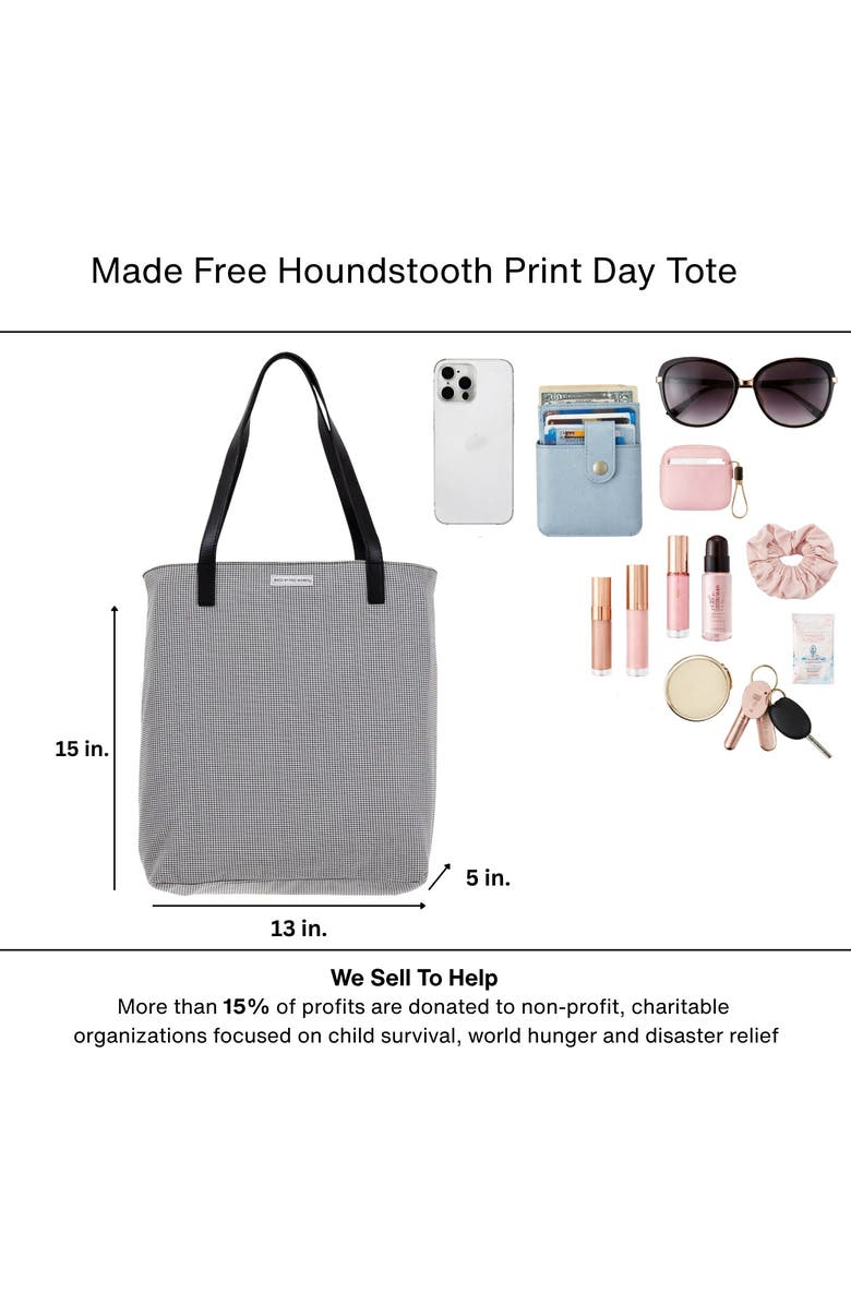 Made Free Houndstooth Print Day Tote, Alternate, color, Black