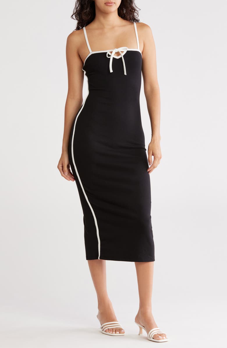 Madden Girl Cami Contrast Tie Front Midi Dress, Main, color,