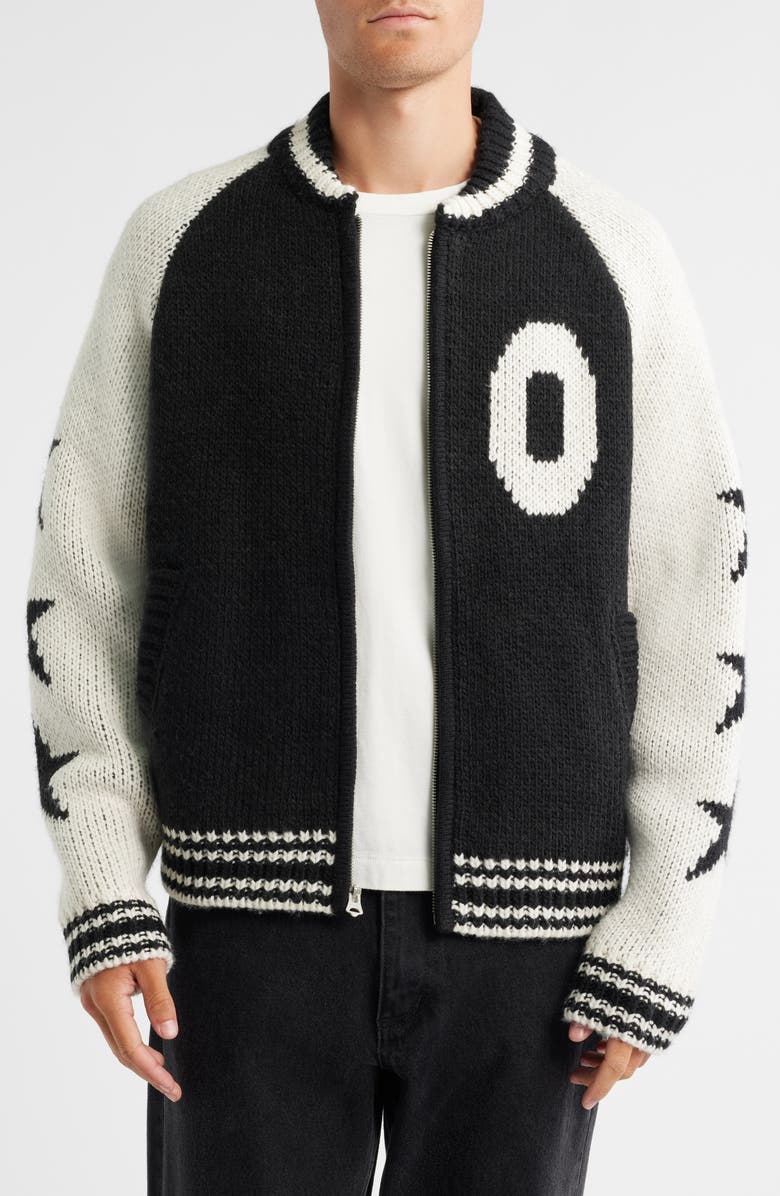 Obey Cowichan Zip Cardigan, Main, color, Black