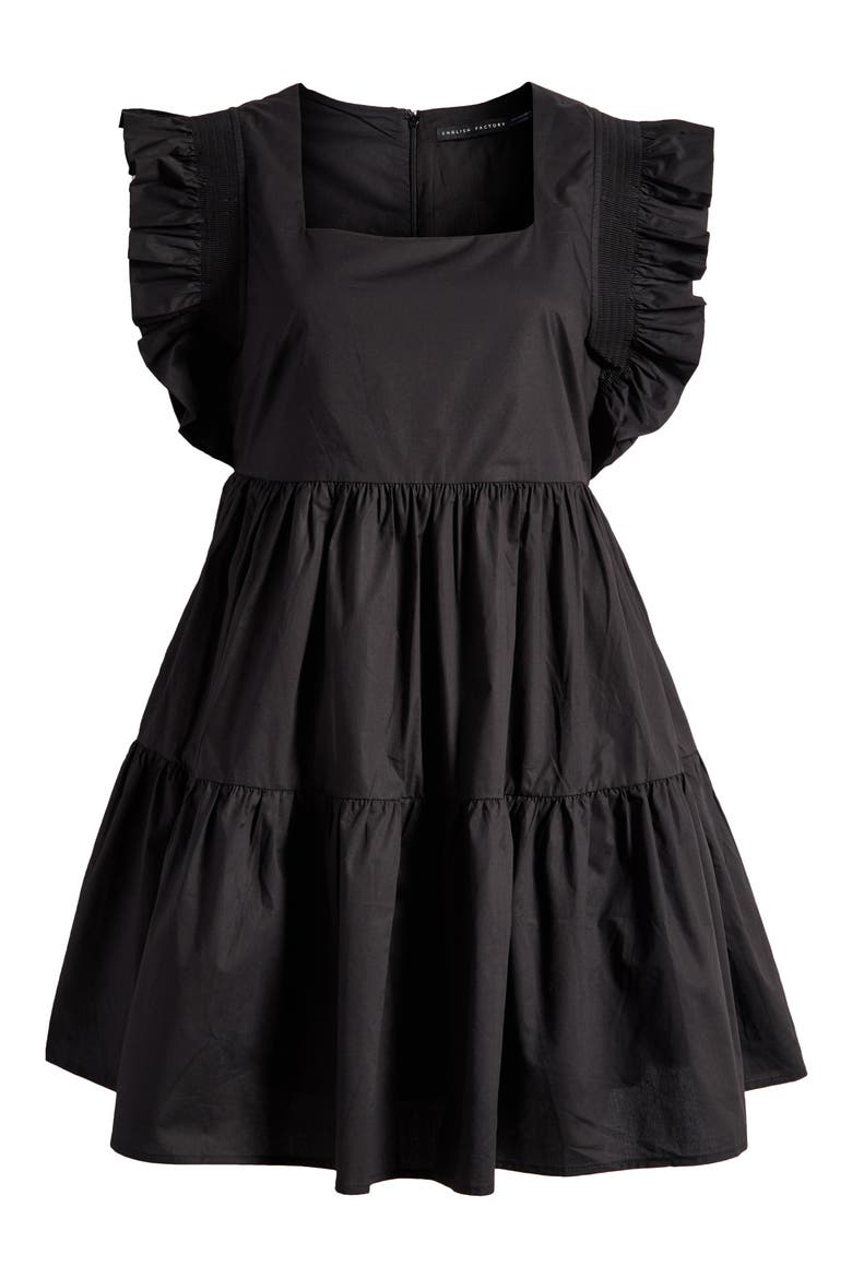 Cotton Minidress, Alternate, color, BLACK
