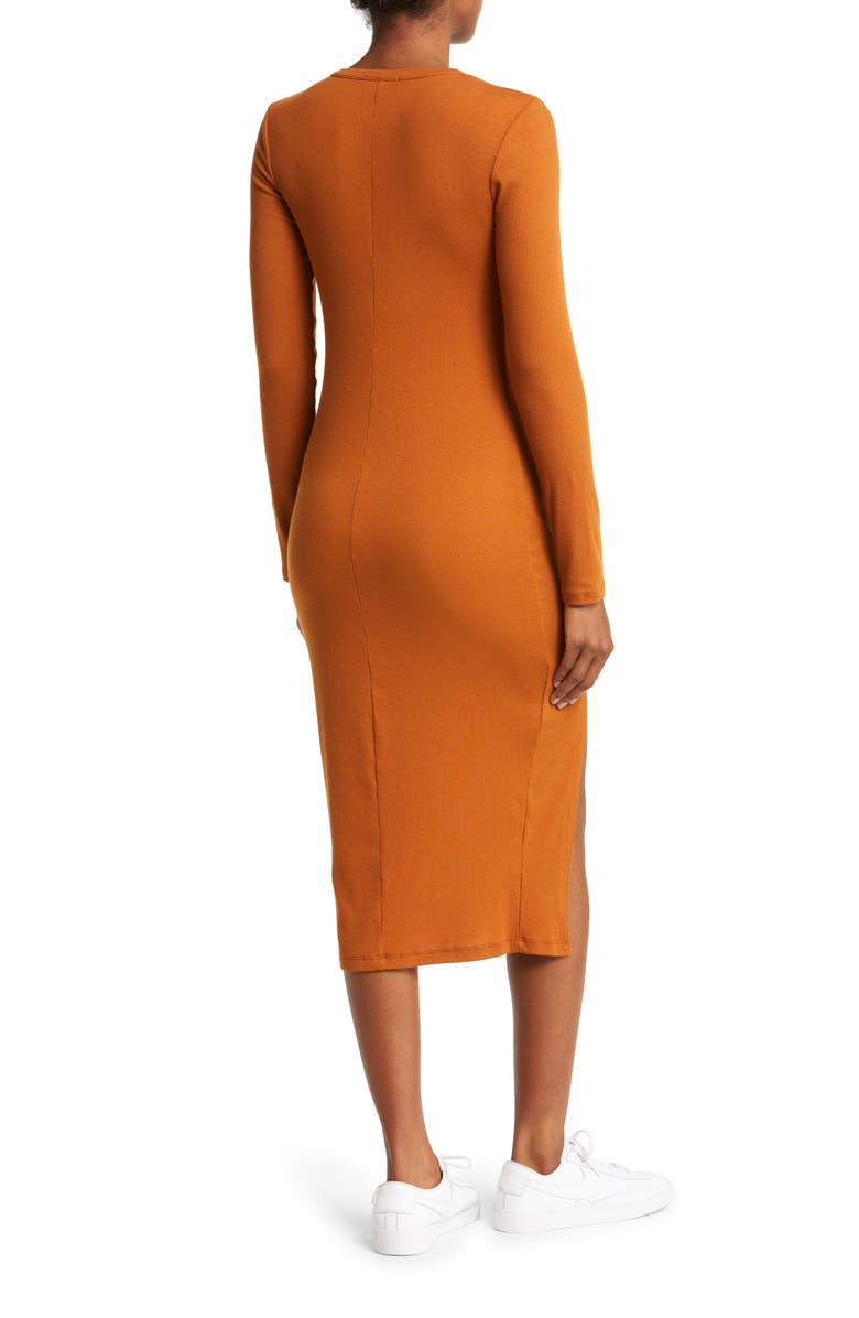 Beyond Yoga Day to Night Long Sleeve Knit Midi Dress, Alternate, color, Clove Brown