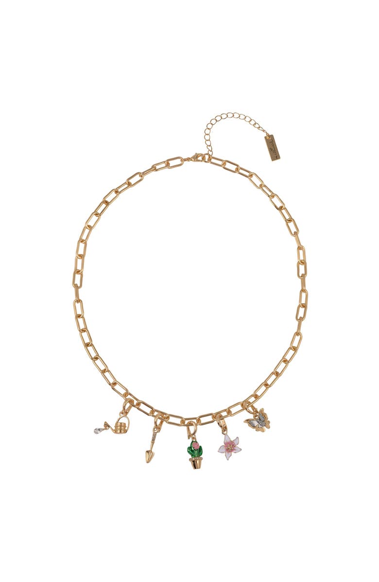 Hallmark Gardening Charm Necklace, Main, color, Gold