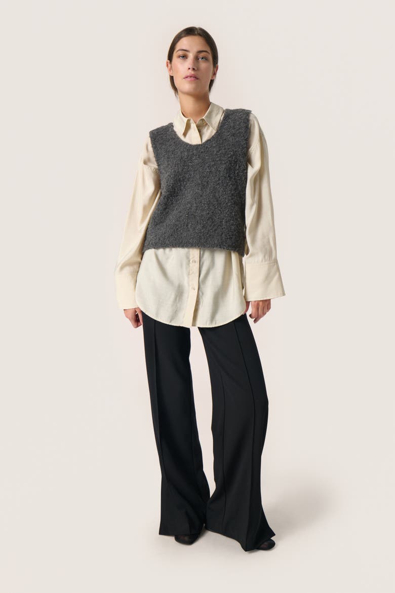 Slvenessa V-Neck Fluffy Knit Waistcoat, Alternate, color, Grey Melange