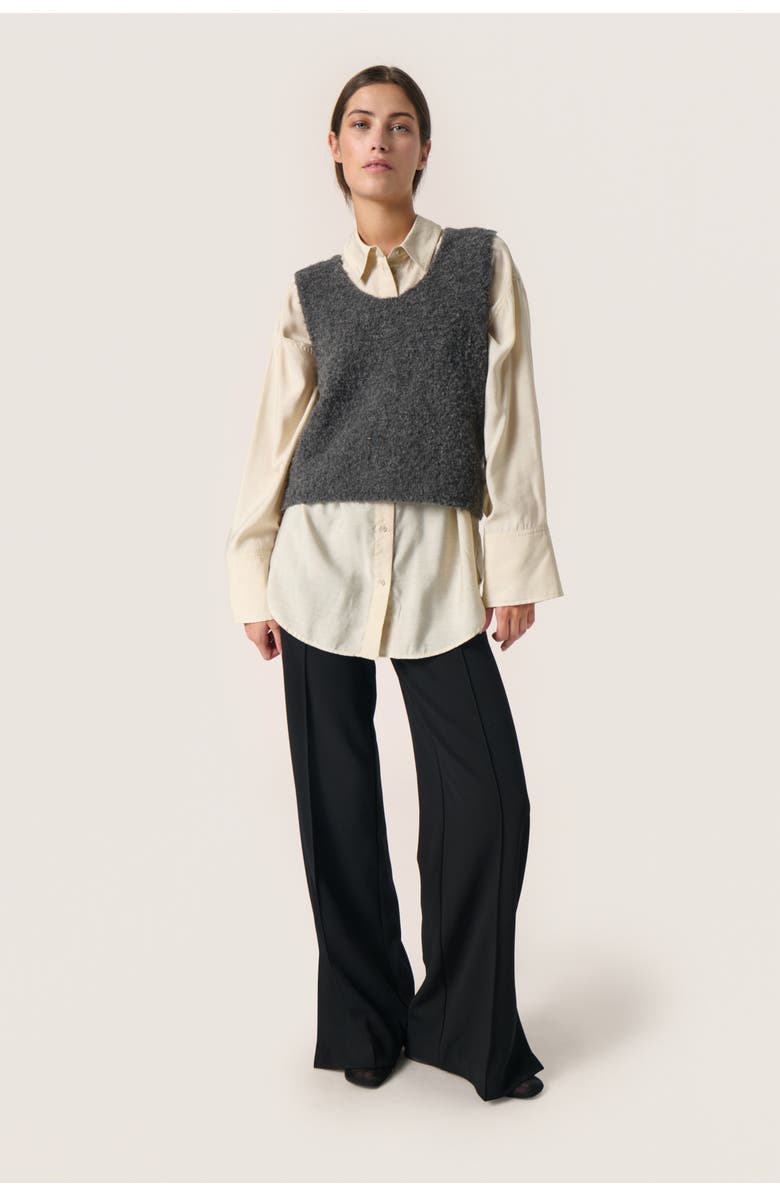 Soaked in Luxury Slvenessa V-Neck Fluffy Knit Waistcoat, Alternate, color, Grey Melange