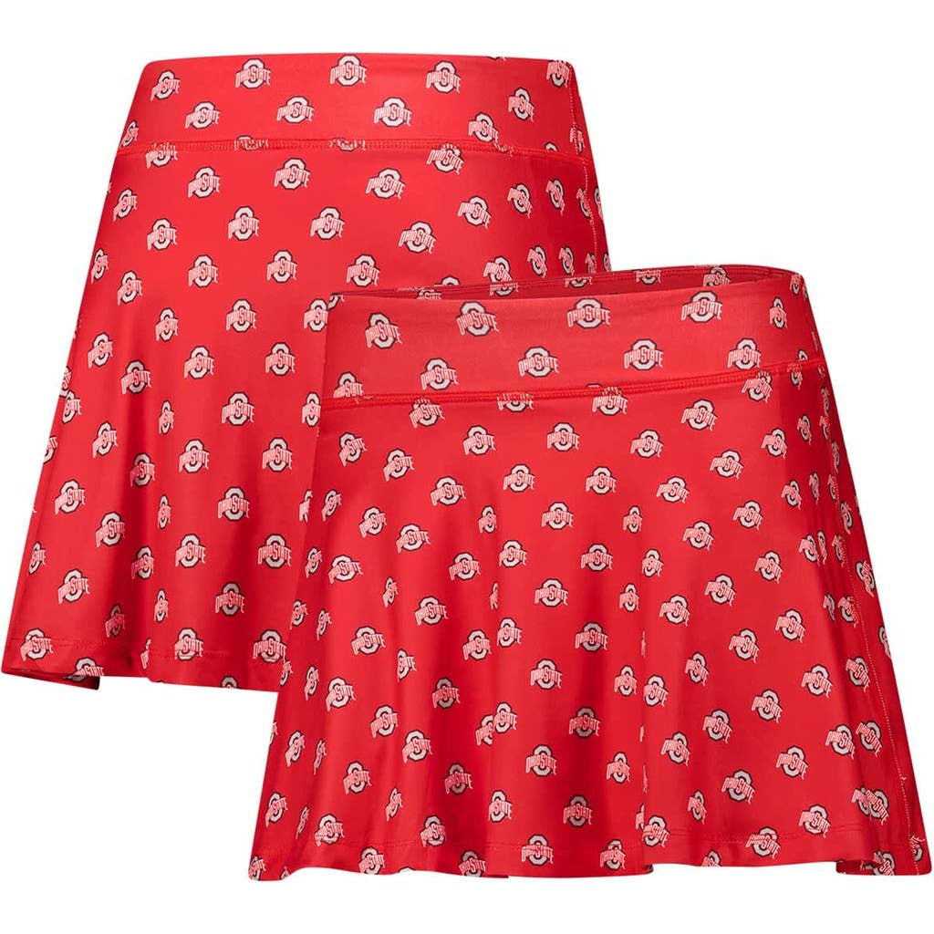 Zoozatz Scarlet Ohio State Buckeyes Allover Print Flowy Skort