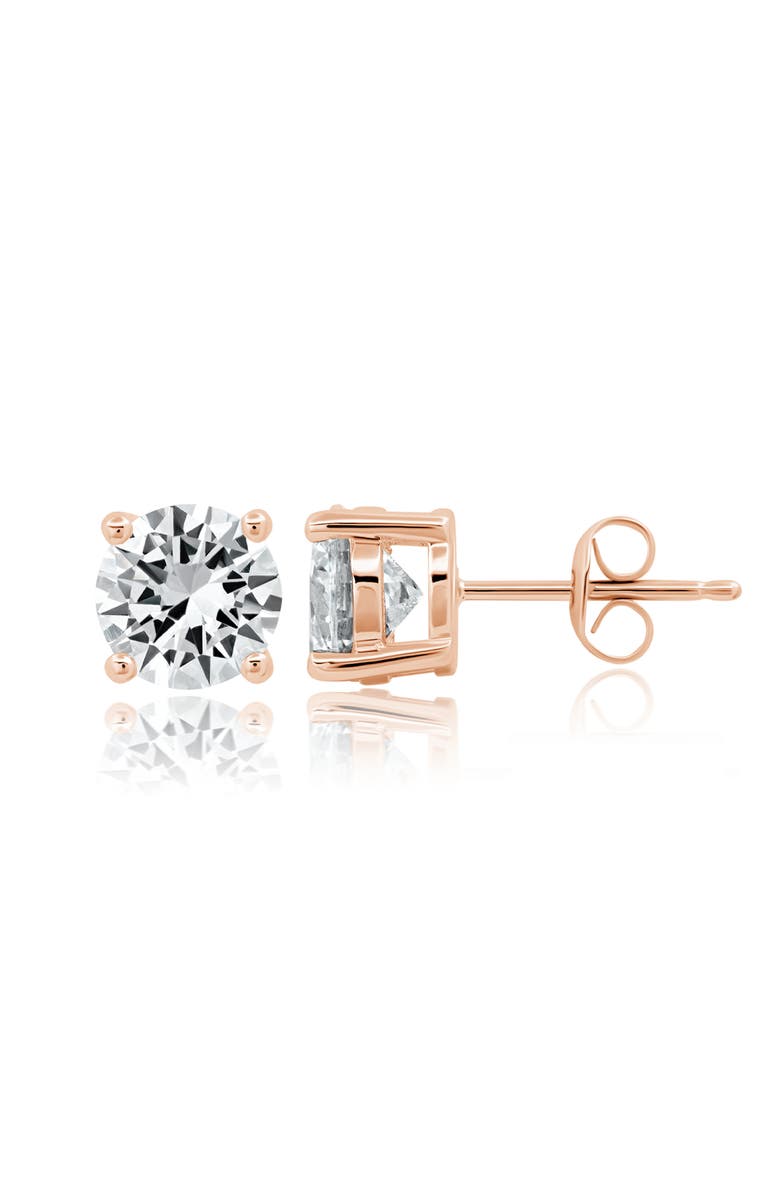 Crislu Brilliant Cubic Zirconia Stud Earrings, Main, color, 18Kt Rose Gold/ Clear Stone