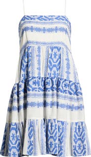 Elan Embroidered Tiered Cotton Cover-Up Sundress