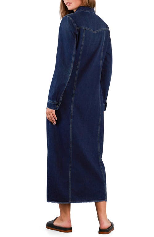 Wash Lab Denim Long Sleeve Denim Maxi Shirtdress In Blue
