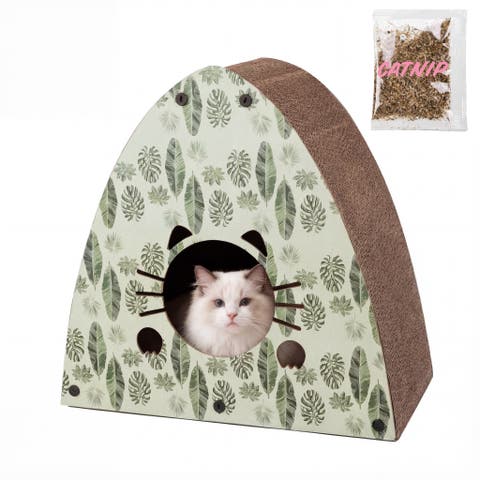 Koko Cardboard Triangle Cat Cave Scratcher with Catnip