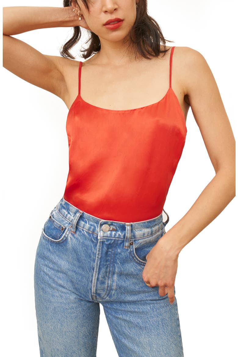 Stella Twist Back Silk Satin Tank, Main, color, HOT DAY