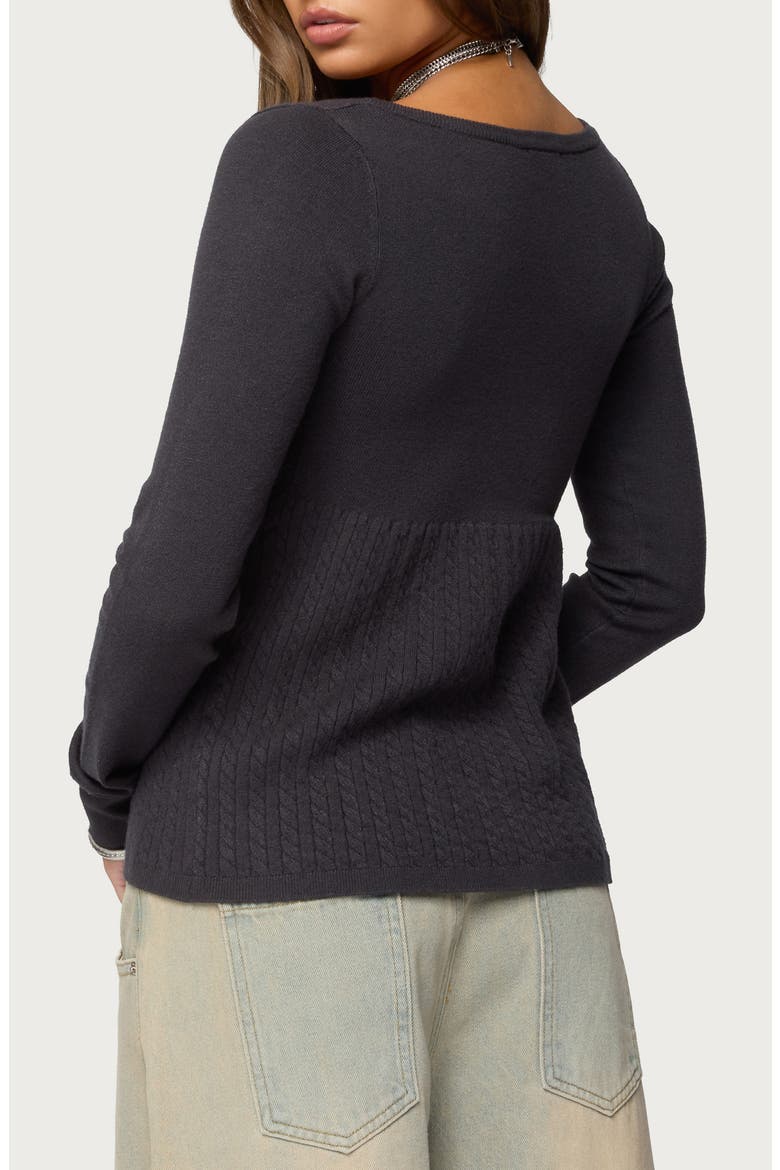 Jaylah Cable Stitch Long Sleeve Shirt, Alternate, color, DARK-GRAY