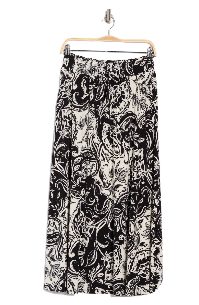 Ellen Tracy Floral Smocked Waist Maxi Skirt, Alternate, color, Black Batik Floral