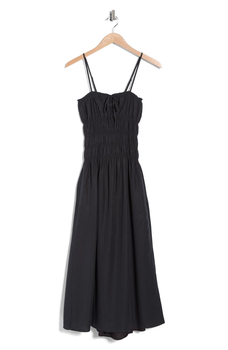 Onia Shirred Midi Dress, Main, color, Black