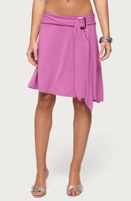 EDIKTED Fiori Buckle Asymmetric Midi Skirt