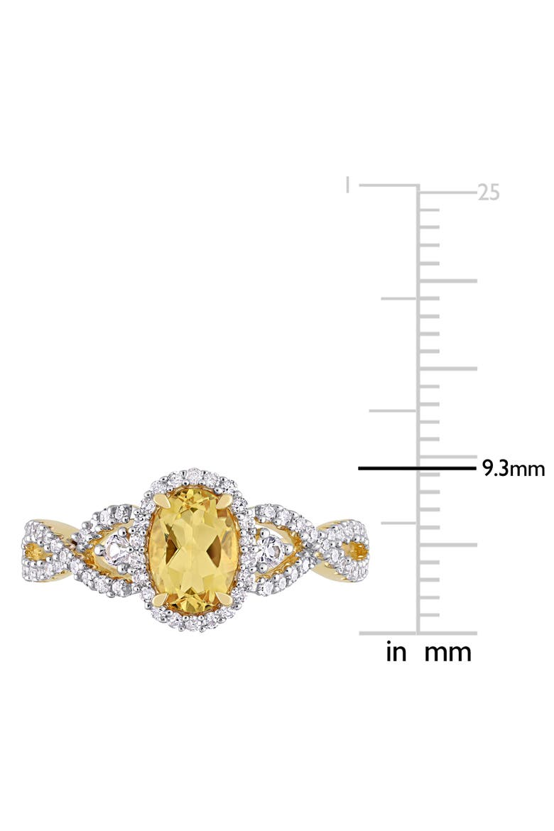 Citrine White Sapphire & Diamond Halo Ring 10k, Alternate, color, Citrine