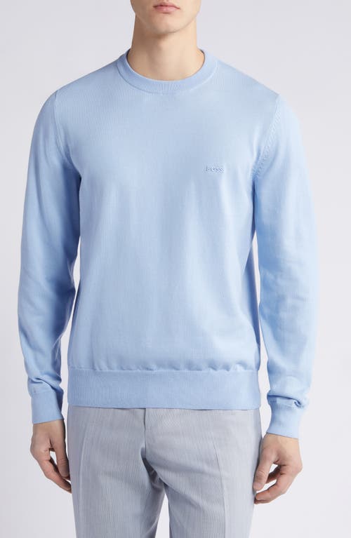 BOSS Pacas Cotton Crewneck Sweater in Light Blue 