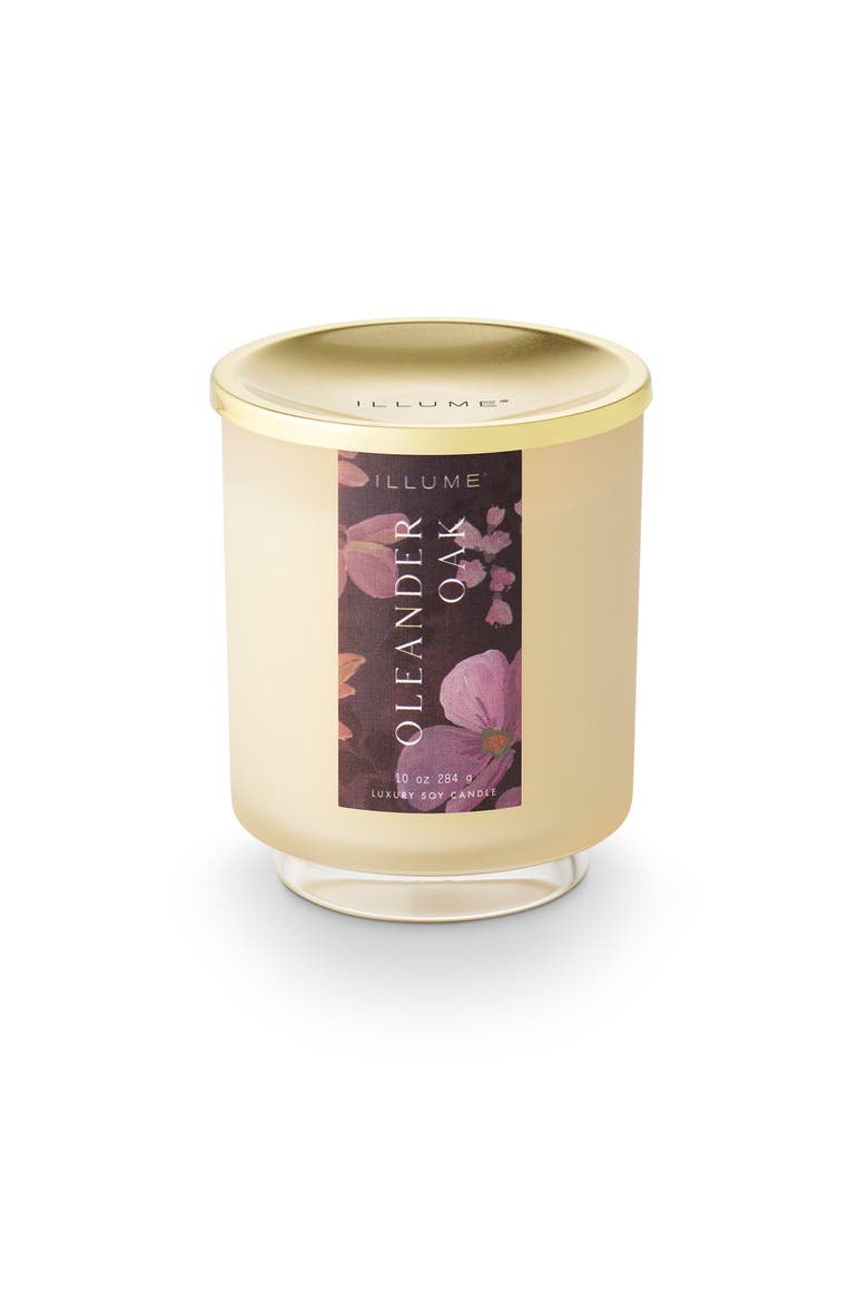 Beautifully Done Oleander Oak Signature Glass Candle, 284g, Main, color, Gold