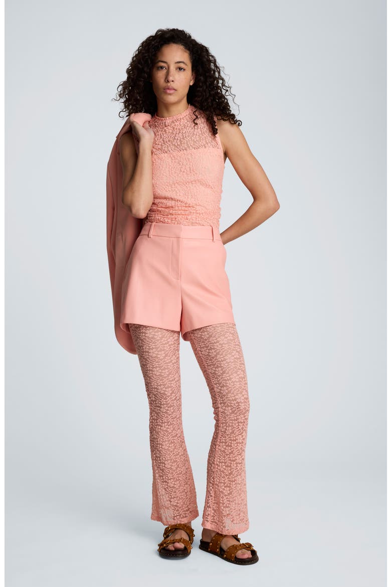 Stretch Lace Overlay Sleeveless Top, Alternate, color, SOFT PEACH