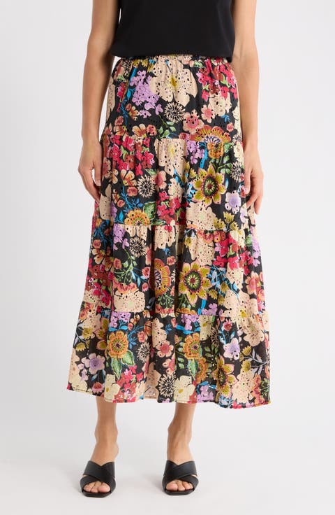 Floral Eyelet Maxi Skirt