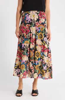 T Tahari Floral Eyelet Maxi Skirt
