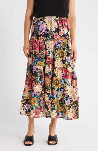 T Tahari Floral Eyelet Maxi Skirt