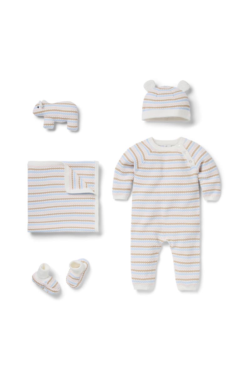 Janie and Jack Baby Bundle of Love Striped Textured Knit Gift Set, Main, color, White