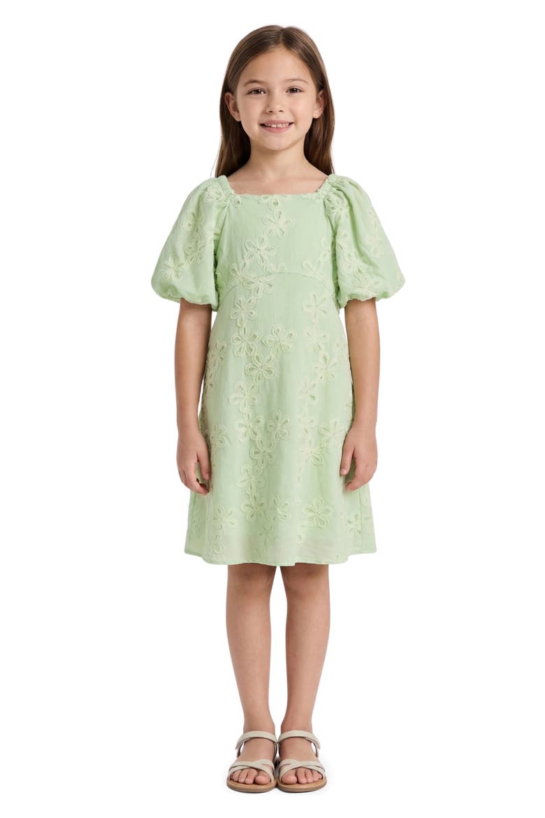 Kids' Textured Puff Sleeve Dress, Main, color, SAGE
