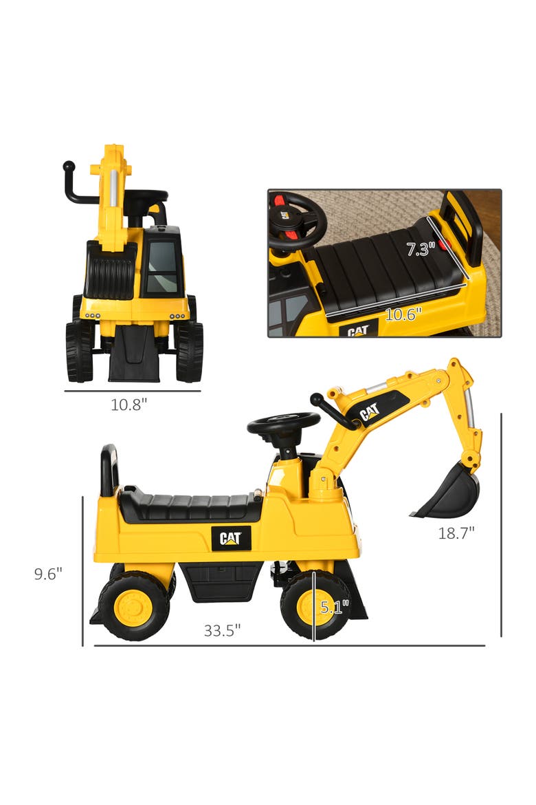 Kids Manual-Pedal Excavator with Shovel, Horn, Storage, Alternate, color, Yellow