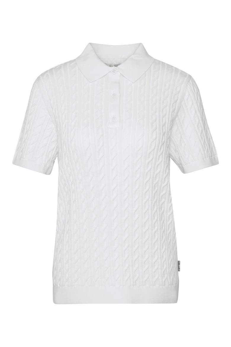 Cable Cotton Polo Sweater, Alternate, color, CLOUD