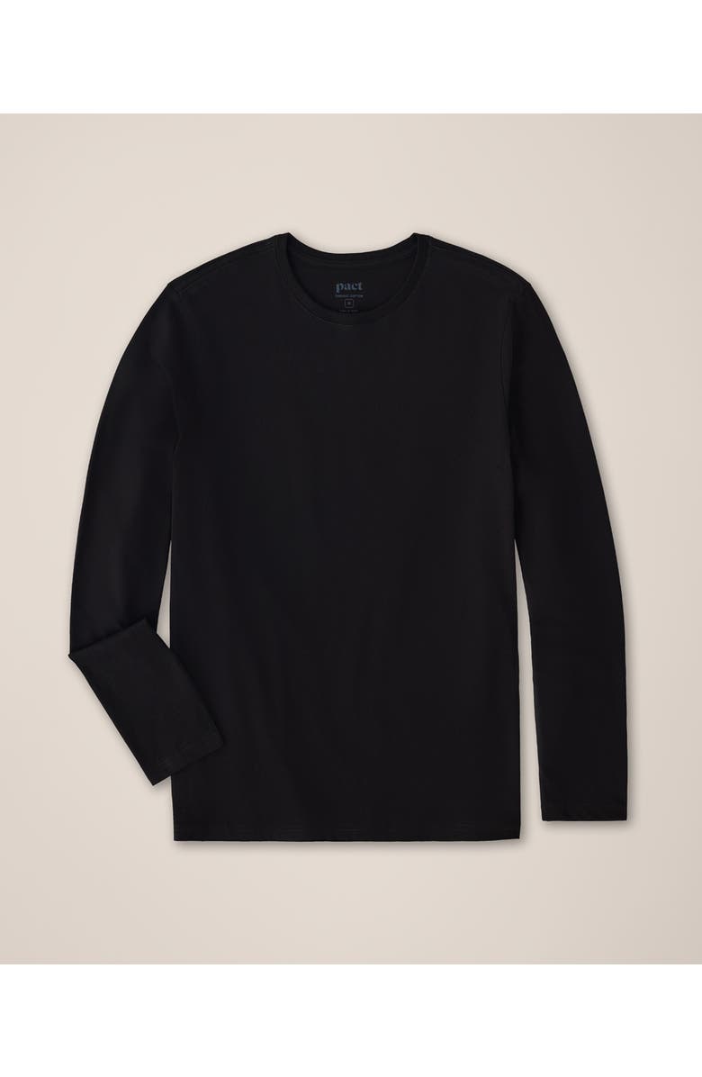 Pact Organic Cotton Men's Softspun Essential Crewneck Long Sleeve Tee, Alternate, color, Black