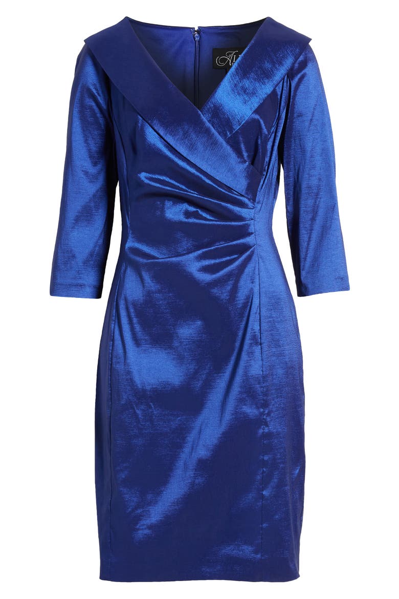 Taffeta Sheath Cocktail Dress, Alternate, color, ROYAL