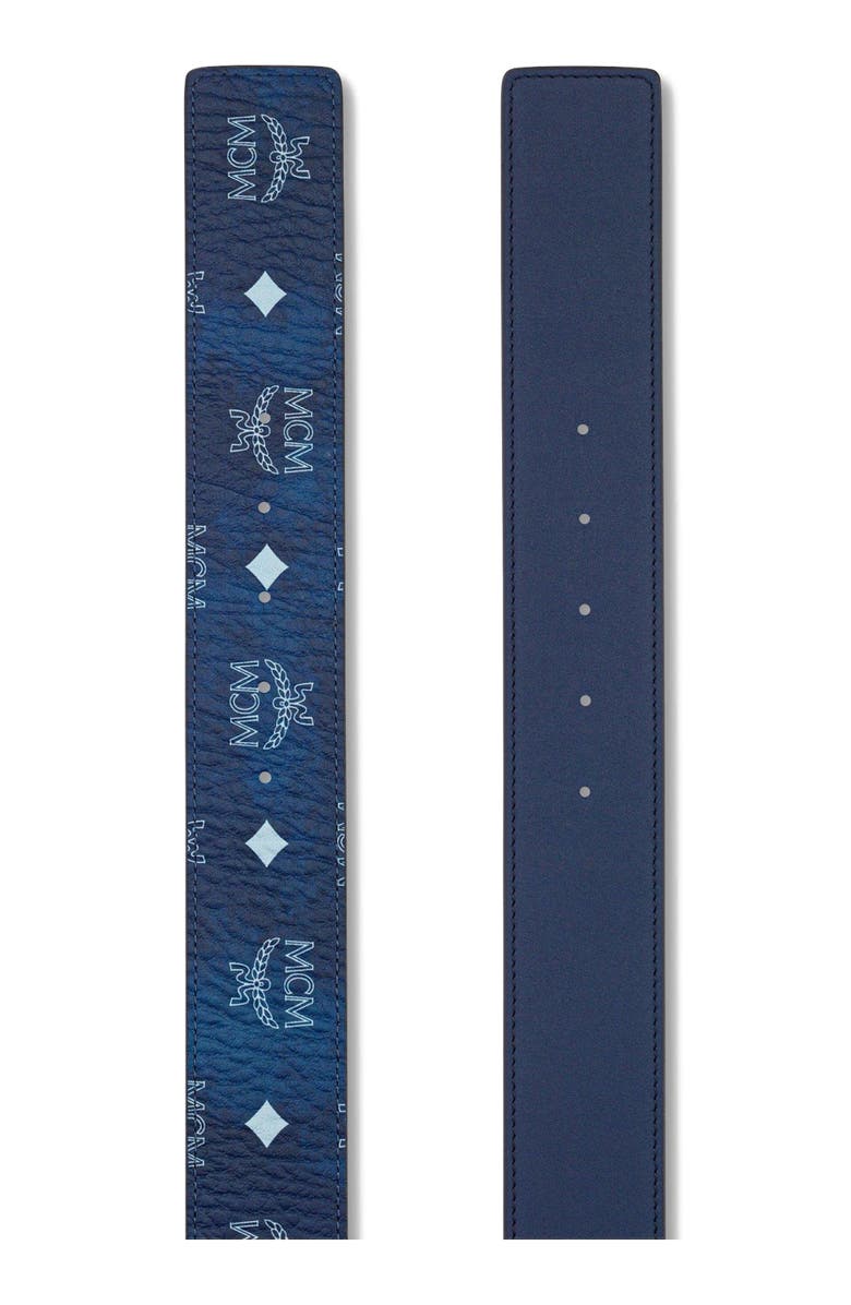 MCM Claus M Reversible Belt 1.75" in Visetos, Alternate, color, Blue