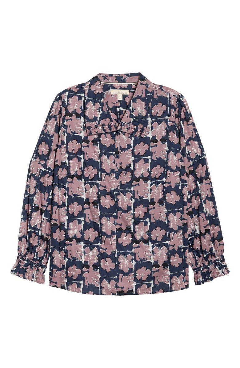 Seasalt Cornwall Ysella Floral Organic Cotton Button-Up Shirt, Alternate, color, Monoprint Floral Maritime