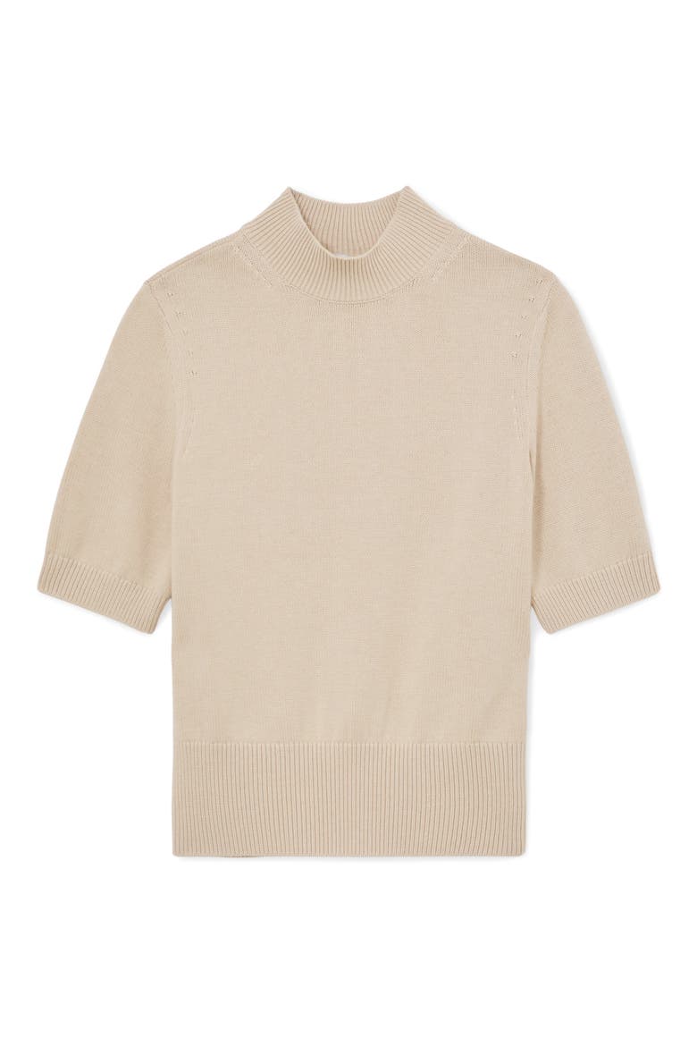Aria Mock Neck Cotton & Wool Sweater, Alternate, color, NEUTRAL