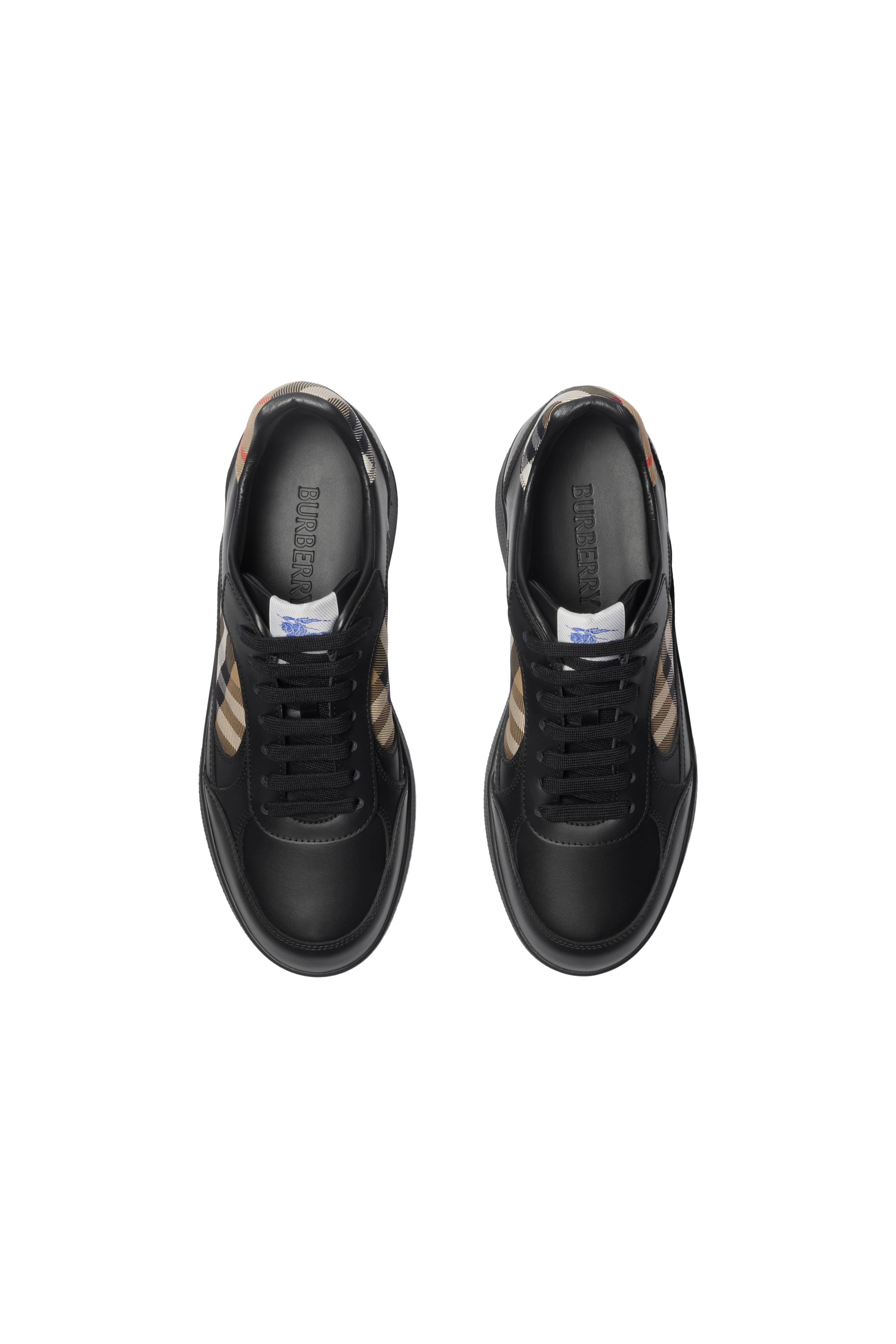 Burberry Leather and Check Terrace Sneakers, Alternate, color, 