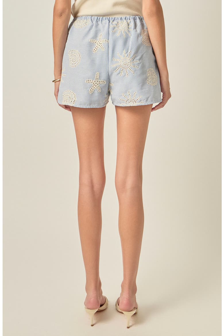 Striped Floral Eyelet Shorts, Alternate, color, BLUE