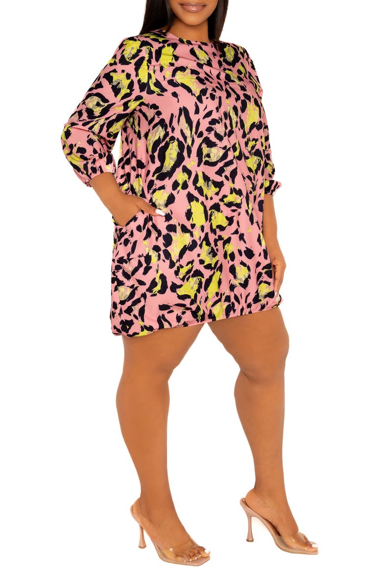 Rainbow Leopard Print Bubble Hem Dress, Alternate, color, PINK MULTI
