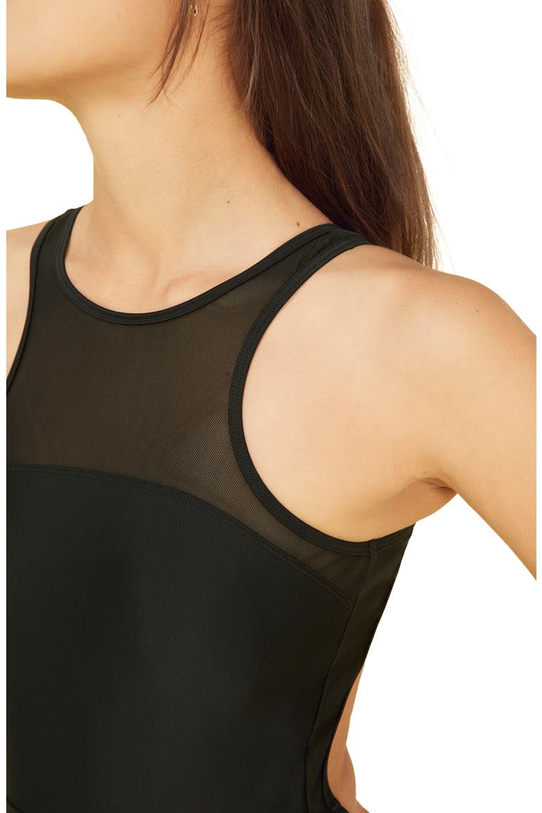 The Mesh Freestyle One-Piece Swimsuit, Alternate, color, BLACK