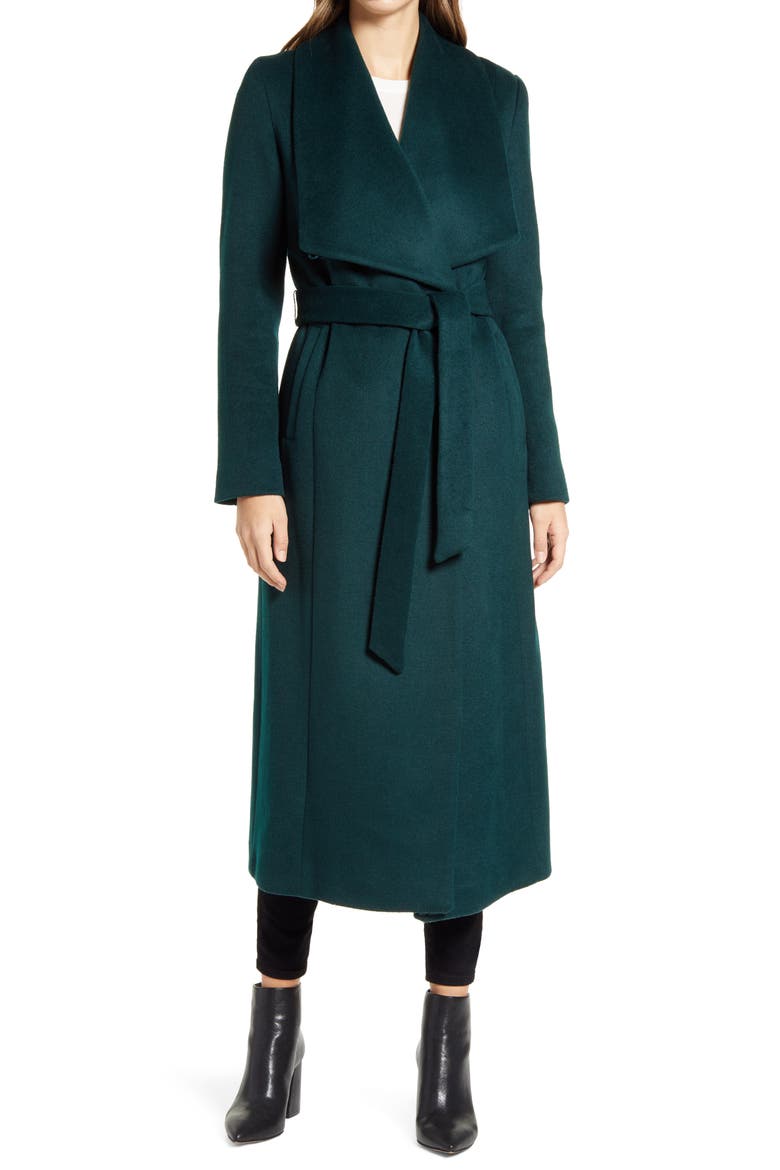 Slick Wool Blend Wrap Coat, Main, color, PETROLEUM