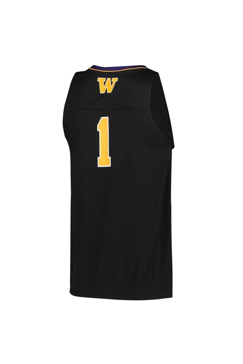Men's adidas #1 Black Washington Huskies Reverse Retro Jersey, Alternate, color, BLACK