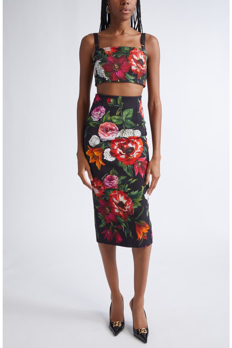 Floral High Waist Pencil Skirt, Alternate, color, FLORAL NERO